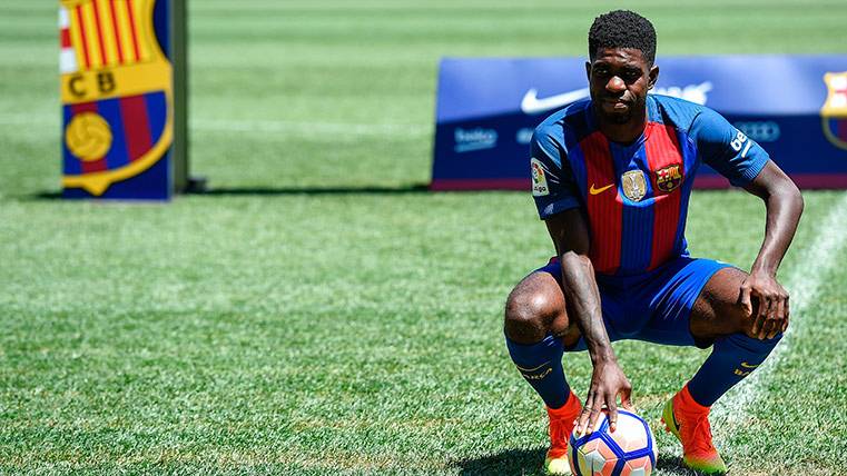 Samuel Umtiti, in the presentation like player of the FC Barcelona