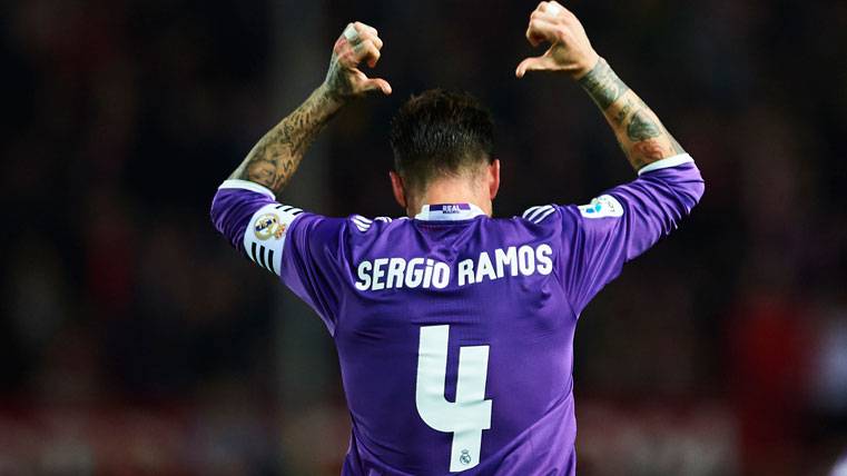 Sergio Ramos, celebrando el gol marcado al Sevilla este jueves
