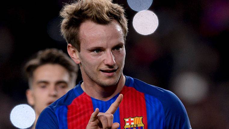 Ivan Rakitic, después de anotar una diana con el FC Barcelona