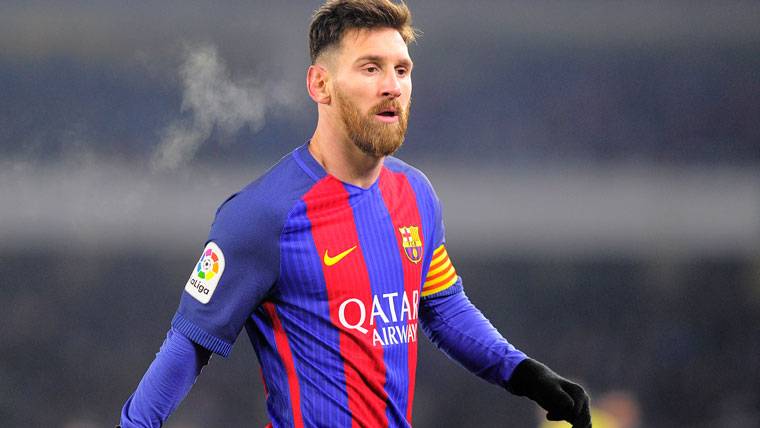 Leo Messi, durante el partido disputado en Anoeta contra la Real Sociedad