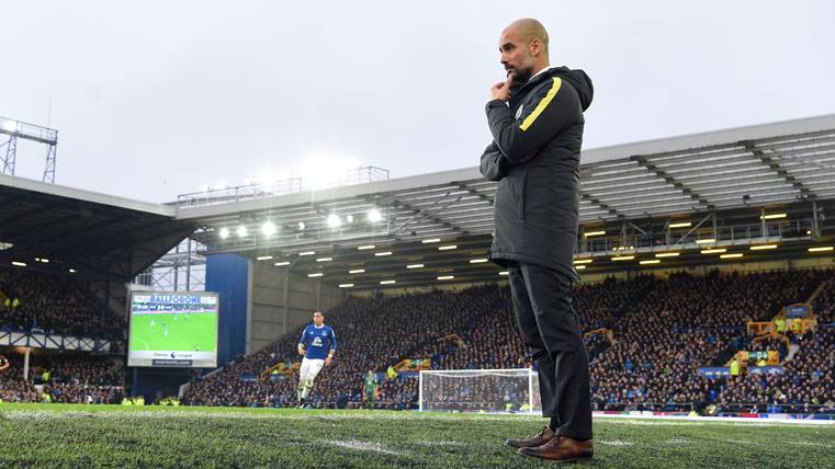 Pep Guardiola, during the past Everton-Manchester City
