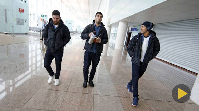 The trident of the FC Barcelona, in the Airport of The Prat of Llobregat