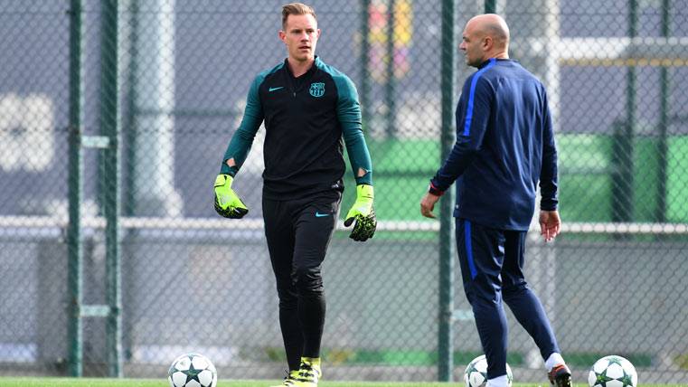 Ter Stegen, during a session of training with the FC Barcelona