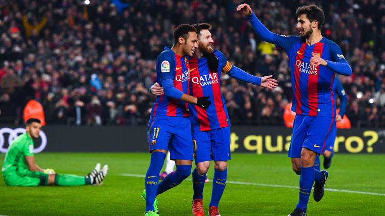Leo Messi, celebrando un gol contra la Real Sociedad
