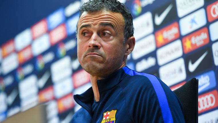 Luis Enrique, during a press conference with the FC Barcelona