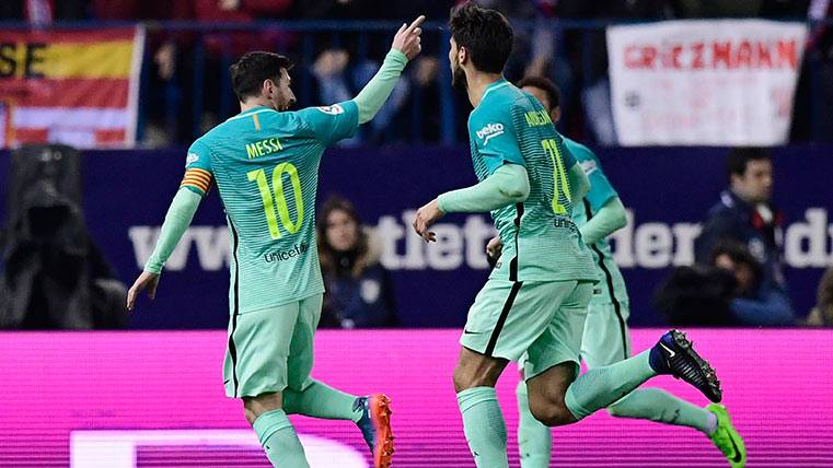 Leo Messi celebrando el gol anotado al Atlético de Madrid