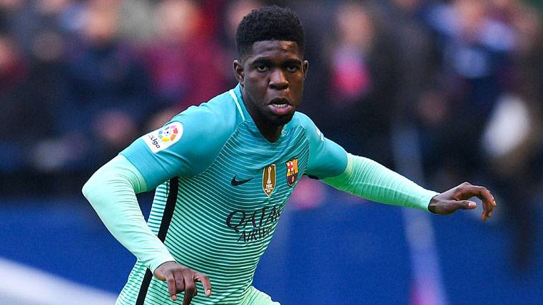 Samuel Umtiti, during a party with the FC Barcelona in Pamplona