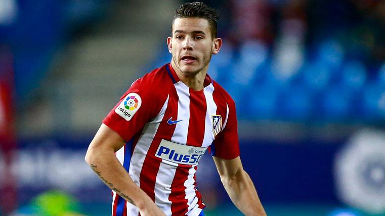 Lucas Hernández, during a party with the Athletic of Madrid