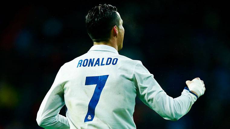 Cristiano Ronaldo, celebrating a goal with the Real Madrid