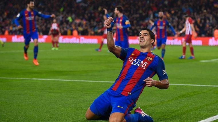 Luis Suárez, celebrando el gol marcado en el Camp Nou