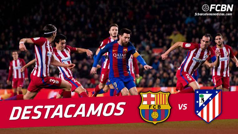 Leo Messi, rodeado de jugadores del Atlético de Madrid