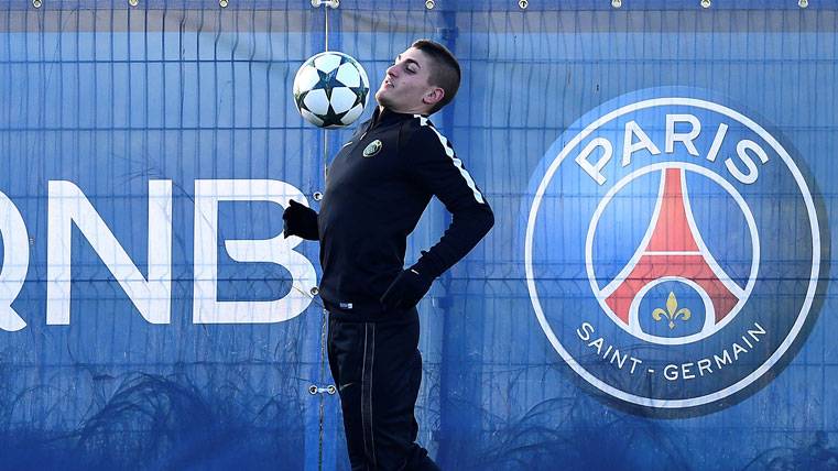 Marco Verratti, durante un entrenamiento con el PSG