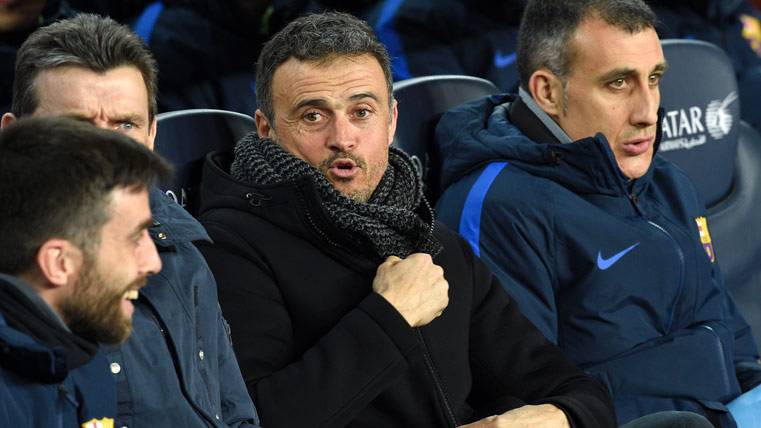 Luis Enrique, during a party of the Barça in the bench of the Camp Nou