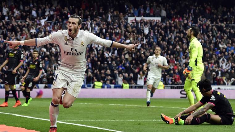 Gareth Bale, celebrando el gol marcado contra el Espanyol