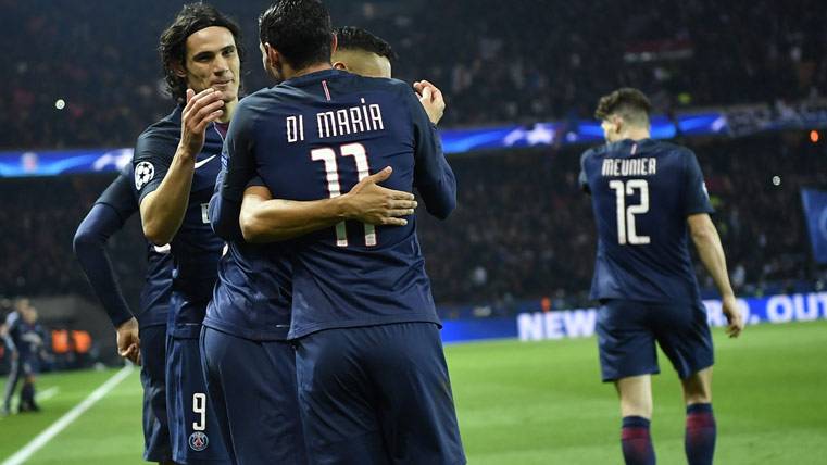 Ángel Di María, celebrando un gol con el Paris Saint-Germain