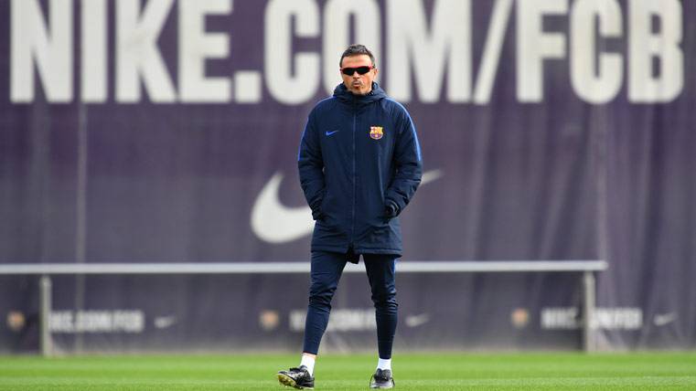 Luis Enrique, during a training with the FC Barcelona