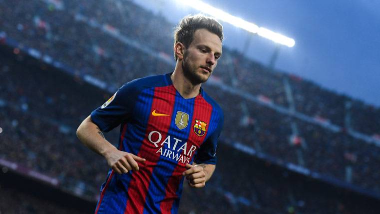 Ivan Rakitic, during a party in the Camp Nou this season