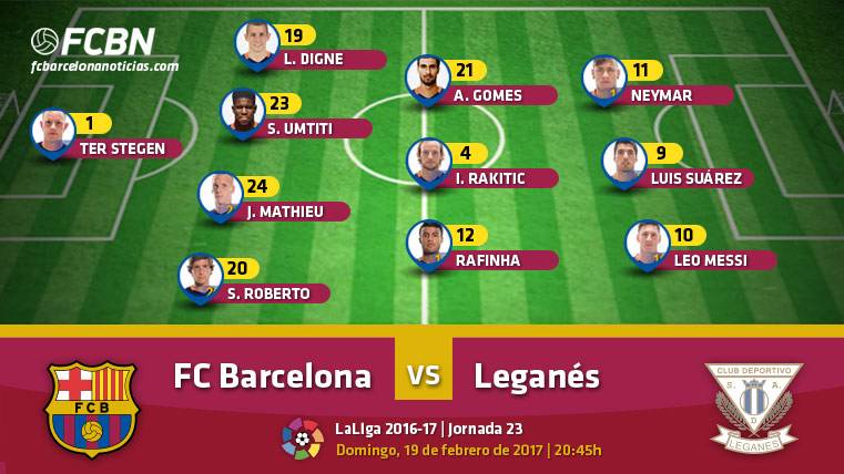 The FC Barcelona, with a competitive alignment against the Leganés