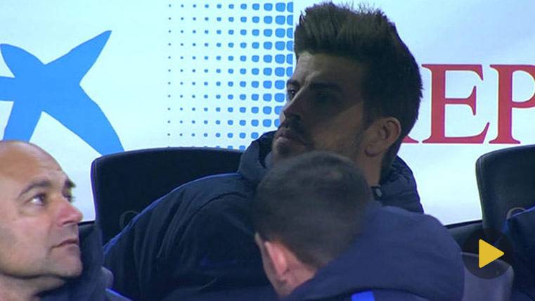 Gerard Piqué, serio tras el gol de Leo Messi para ganar al Leganés