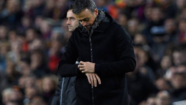 Luis Enrique, durante un partido del FC Barcelona esta temporada