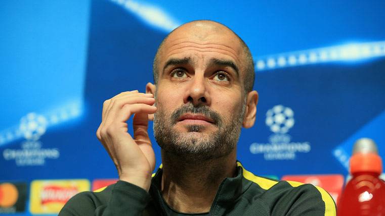 Pep Guardiola, during the press conference of this Monday