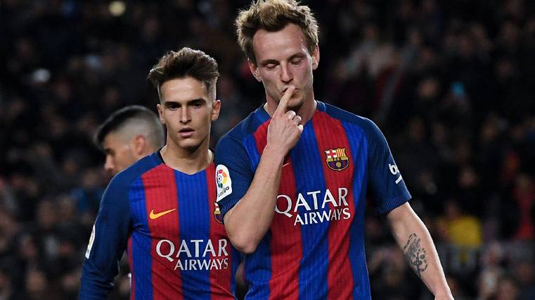 Ivan Rakitic, celebrando un gol con el Barça en Copa del Rey