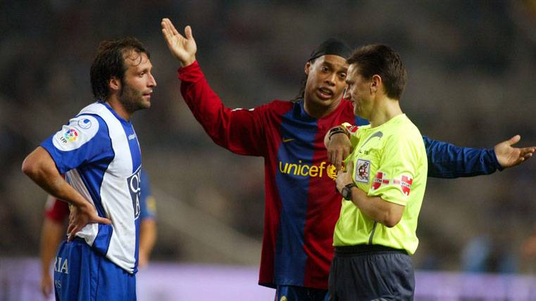 Daudén Ibáñez, en una imagen de archivo durante un Barça-Espanyol