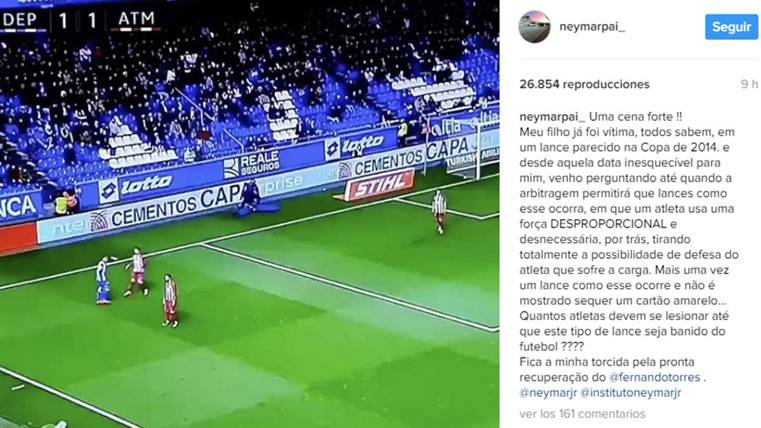 El padre de Neymar Jr recordó la entrada que lesionó a su hijo en el Mundial