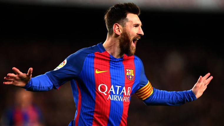 Leo Messi, celebrating one of the goals of the party