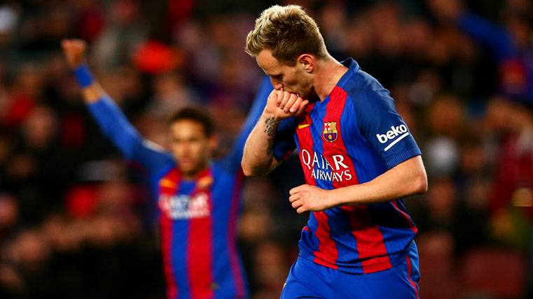 Ivan Rakitic, celebrating the marked goal in the Camp Nou to the Celtic