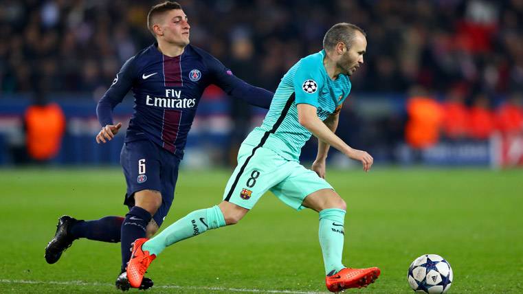 Andrés Iniesta, during the party of gone against the PSG