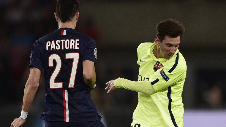 Leo Messi and Javier Pastore, in a Barcelona-PSG