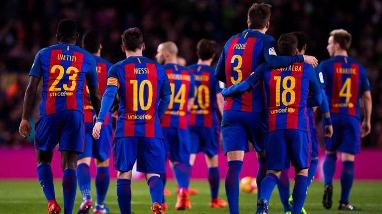 El FC Barcelona, durante el partido contra el Celta en el Camp Nou