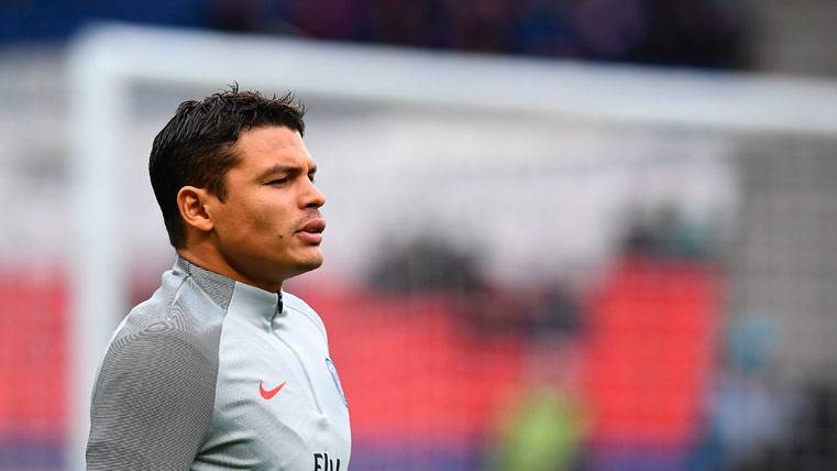 Thiago Silva, during a warming before a party with the PSG