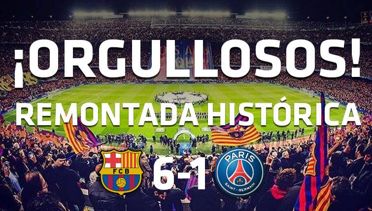 Todo el barcelonismo, orgulloso de la remontada del equipo