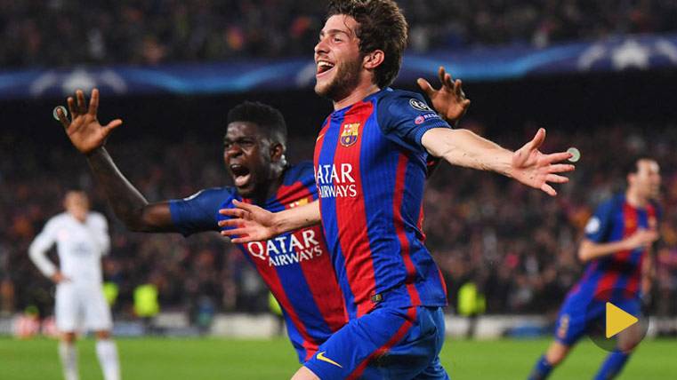 Sergi Roberto and Umtiti, celebrating the goal that gave the classification