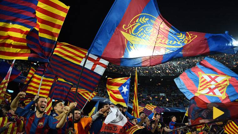 The Camp Nou, celebrating the traced back against the PSG