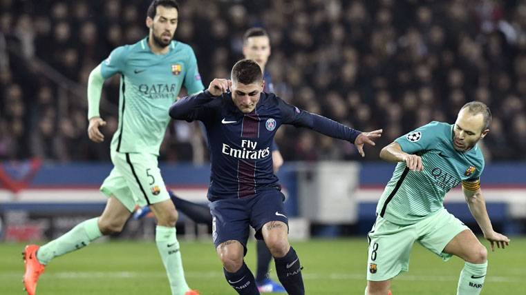 Marco Verratti, during the party against the Barça in Paris