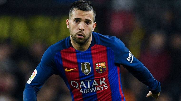 Jordi Alba, during a party with the FC Barcelona this season