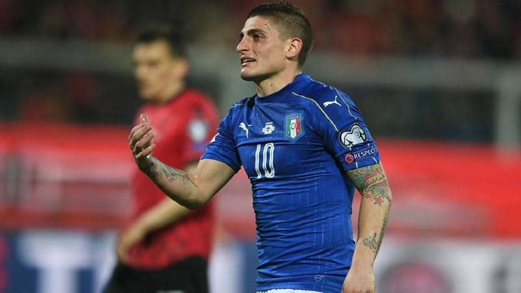 Marco Verratti, during the party of the Italian selection against Albania