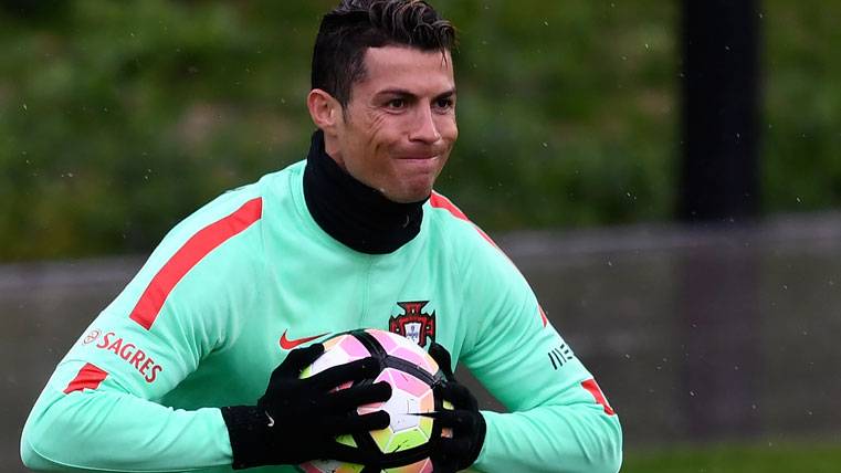 Cristiano Ronaldo, during a training with the selection of Portugal