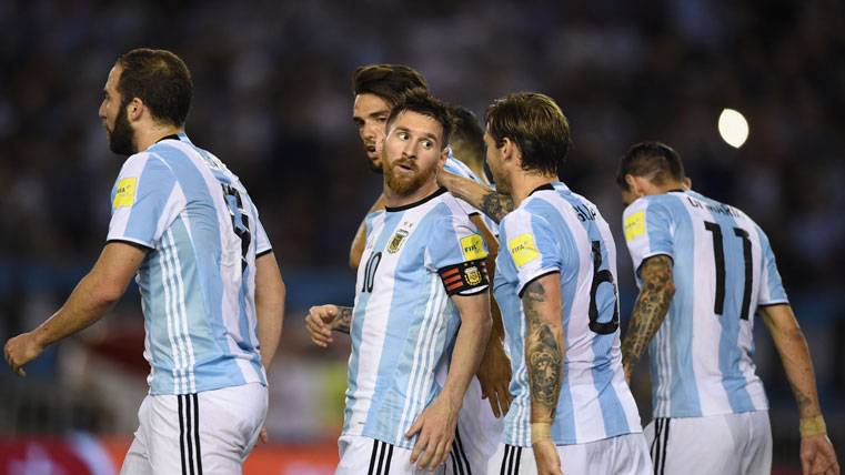 Leo Messi, después de marcar un gol con la selección de Argentina