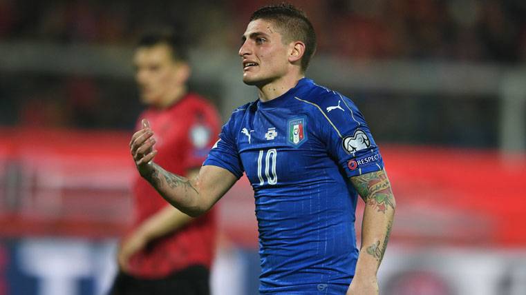 Marco Verratti, durante un partido con la selección de Italia