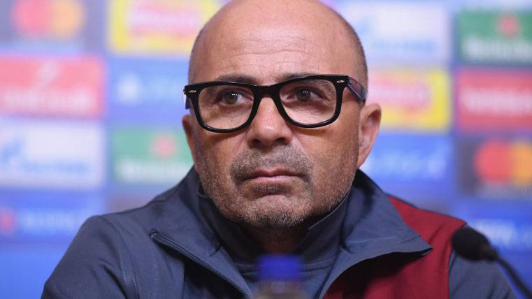 Jorge Sampaoli, during a press conference with the Seville
