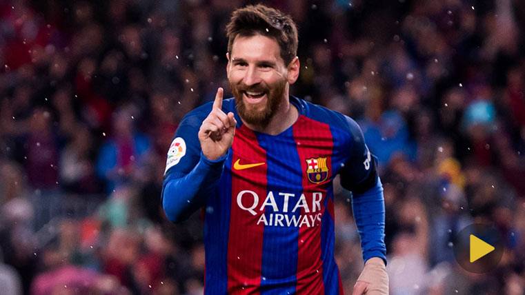 Leo Messi celebrando uno de sus goles frente al Sevilla