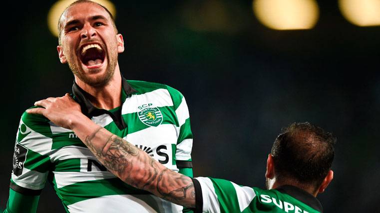 Bas Dost, celebrating one of the marked goals with the Sporting of Lisbon