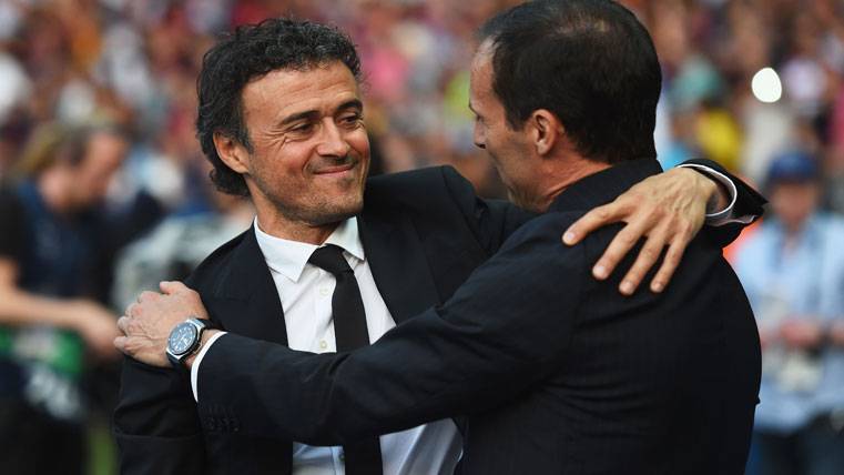Luis Enrique, embracing with Allegri in the final of Champions