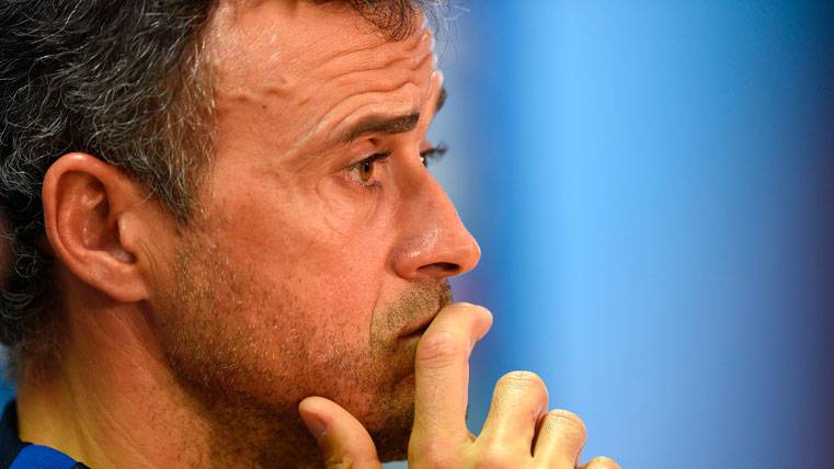 Luis Enrique, during a press conference with the FC Barcelona