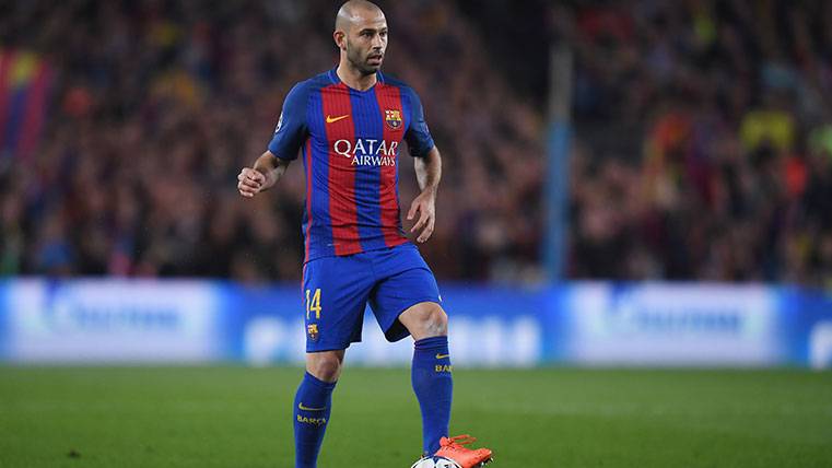 Javier Mascherano, in a party with the FC Barcelona this season