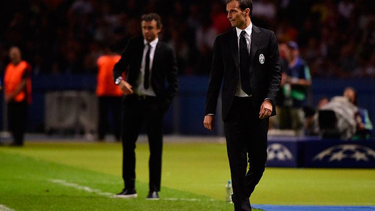Max Allegri and Luis Enrique during the final of Champions FC Barcelona-Juventus